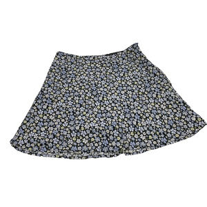 Divided Flare Skirt‎ Womens Size 10 Blue Floral Short Cottage Fairy